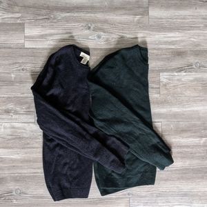 2 wool blend H&M sweaters size XL navy blue and forest green